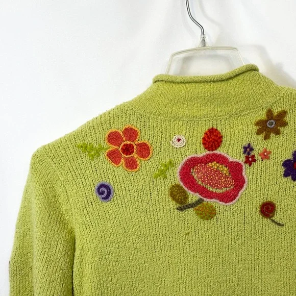 Susan Bristol Small Sweater Green Floral Long Sleeve Pullover Y2K Cottagecore196 - Picture 9 of 10